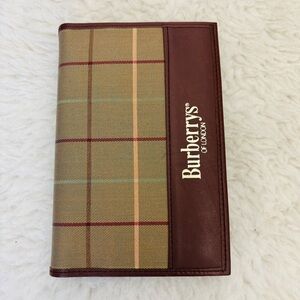 Burberrys London Brown Leather/Khaki Canvas Agenda/ Organizer Wallet